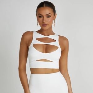 Meshki
CHLOE Cut Out Crop Top - White